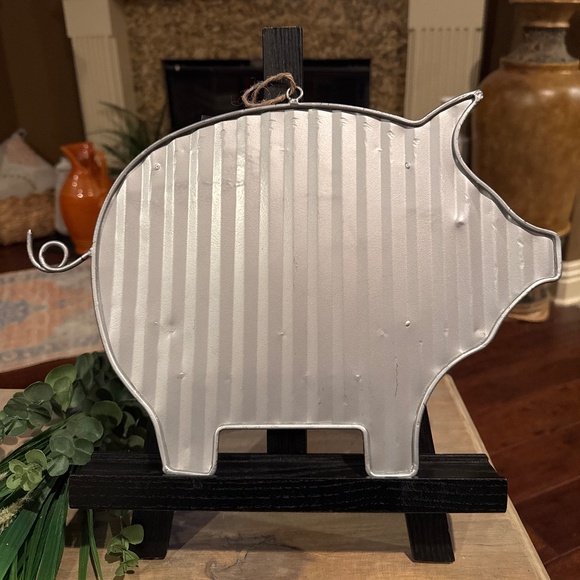 Farmhouse Metal Pig CHALKBOARD hanging wall decor. Chalk tray. Twine hanger. - Picture 2 of 3